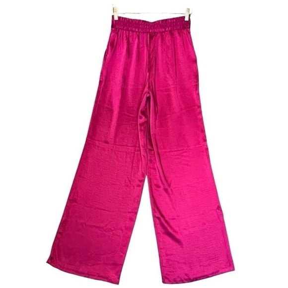 Anthropology Drew Eva Silky Wide Leg Pant. Fuchsia Pink Berry. Small #397 NWT - Picture 2 of 7